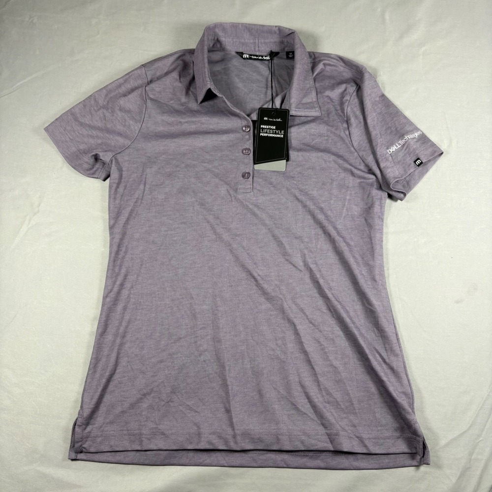 TravisMathew Oceanside Heather Polo Shirt Womens Medium Purple Sage Dell NEW - Picture 2 of 9